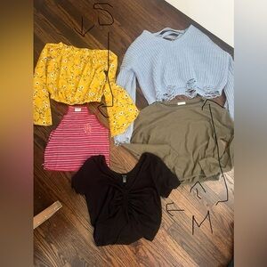 Cropped sweaters and shirts